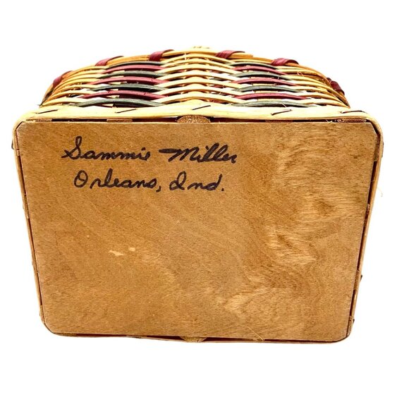 Amish Handwoven Reed & Oak Basket Handle 10x7x4 Signed Sammie Miller Collectible - Picture 6 of 7